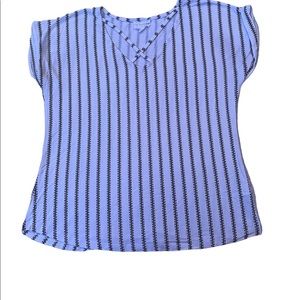 White and black stripped shirt with crossed chest